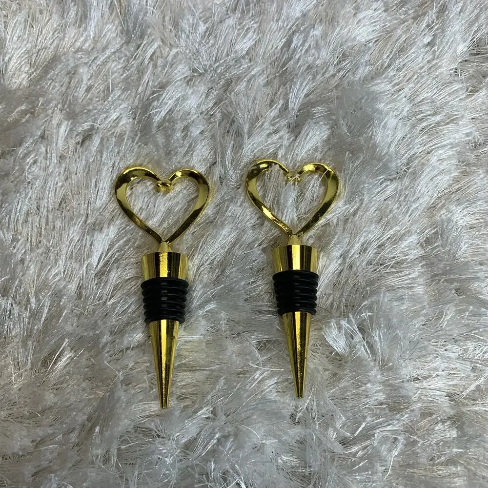 Two Heart Shaped Bottle Stopper Gift Bride Bridal Engagement
